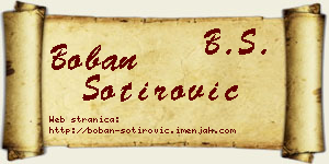 Boban Sotirović vizit kartica